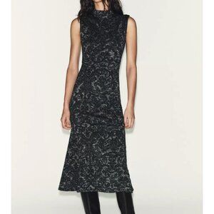 ZARA new collection metallic thread jacquard midi dress
